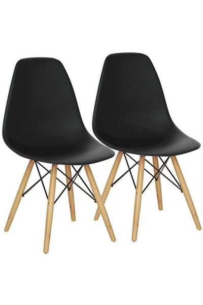 Taimi Pack of 2 Modern Style Plastic Dining Chair Mid Century Modern DSW Chair, Shell Lounge ,Black