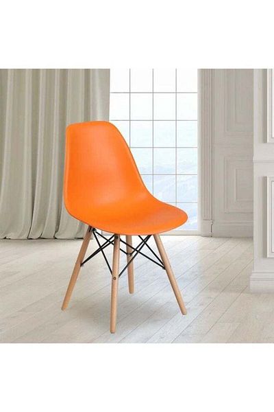 Taimi Modern Style Plastic Dining Chair Mid Century Modern DSW Chair, Shell Lounge ,Orange