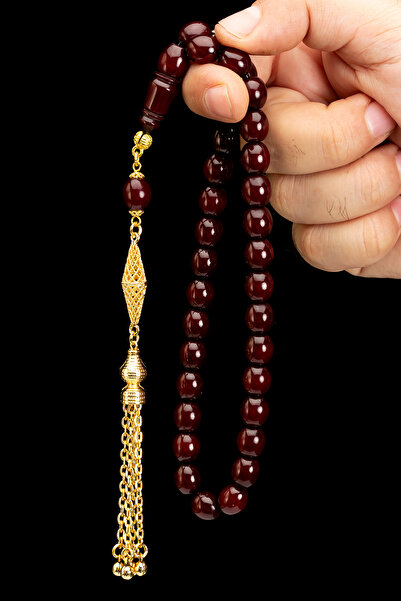 OTTOTESBİH Osmanlı Faturan Model Çok Eski Suriye Döküm Evladiyelik Tesbih 10x10.5mm Sıkma Kehribar Tesbih