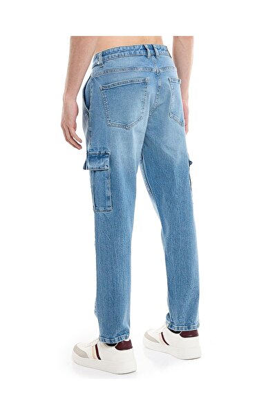 R&B Faded Cargo Jeans with Button Closure