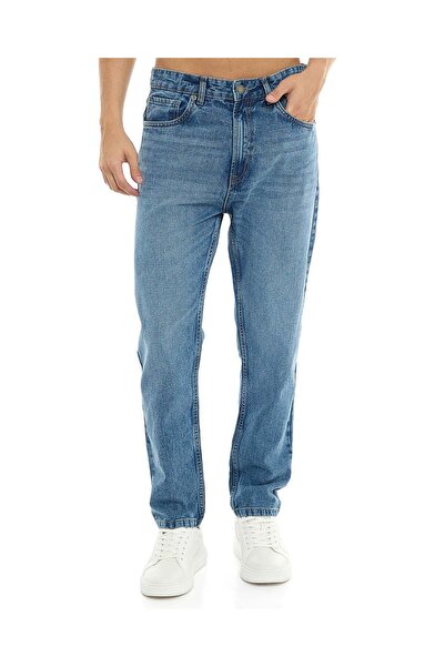 R&B Faded Relaxed Fit Jeans with Button Closure
