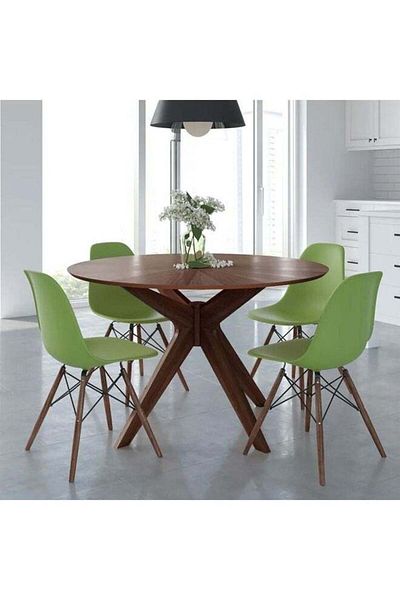 Taimi Pack of 2 Modern Style Plastic Dining Chair Mid Century Modern DSW Chair, Shell Lounge ,Green