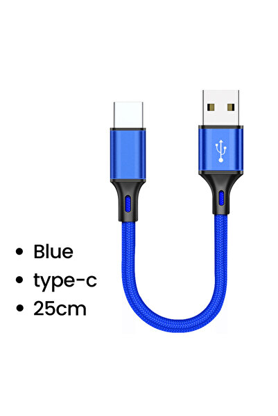 Choice كابل قصير 0.25 متر من النوع c أزرق، كابلات Micro USB من النوع c، سلك ب...