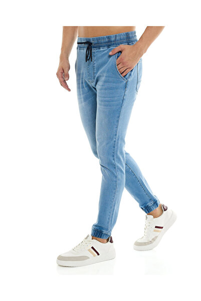 R&B Solid Jogger Jeans with Drawstring Waist