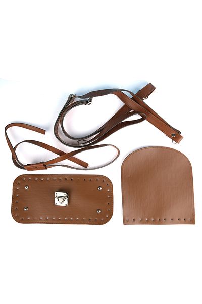 Prestij Boncuk Set rucsac din piele Suport curea de acoperire 25*15 Suport de închidere de bază Maro