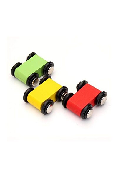 sallma Wooden track circuit with 3 lanes and 3 toy cars, Montessori