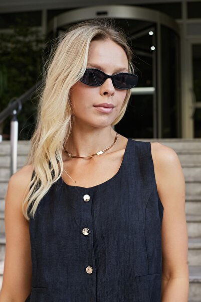 Jument Women's Linen Look Lycra-Free Fabric Underwire Collar Flato Pocket Buttoned Vest-Black