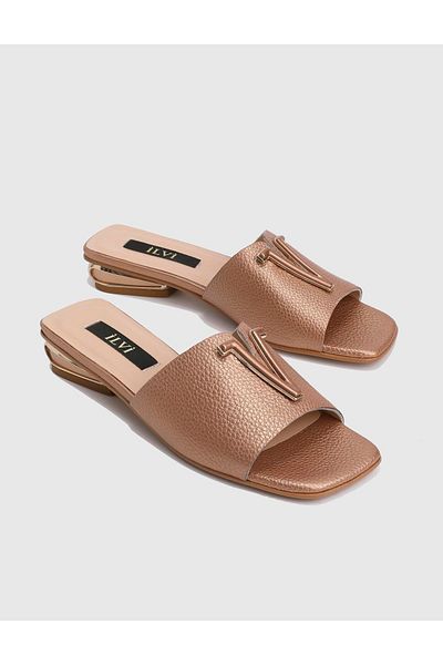 İLVİ Egeria Floter Leather Bronze Women's Slippers