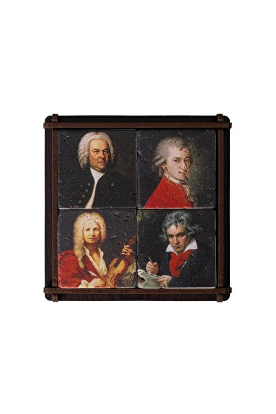 Anadolia Klasik Müzik Bestecileri Traverten Magnet 4'lü Set