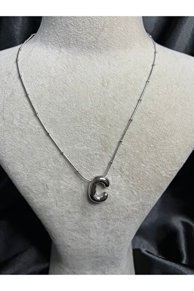 Fam&Co Jewelry Gümüş Renk Balon Harf Kolye – C Harfi, Şık ve Minimal Tasarım