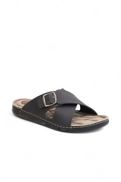 Konfores 2167 Buckle Full Anatomical Sole Men's Slippers Compatible for Daily, Umrah and Hajj