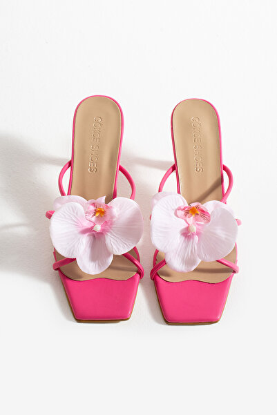 Gökçe Shoes Arlis Fuşya Orkide Detay Kadın Topuklu Terlik