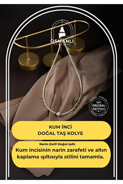 OSMANLI DOĞAL TAŞ Kum Inci Doğal Taş Altın Kaplama Kapama Kolye