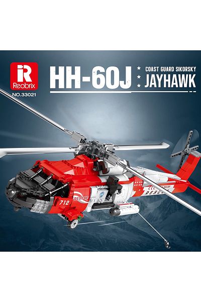 REOBRIX Hh-60J Jayhawk Helicopter,Technical Block Building Kit (1137 Pieces)