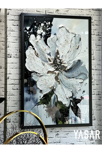 YASAR CONCEPT Lilurea Çiçekli Kristal Epoksi Taşlı Reçine Tablo 75x115 Cm