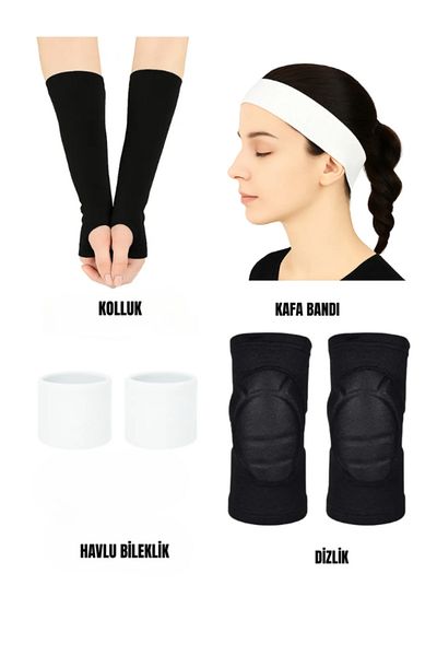Bellanora 7 Volleyball Set Volleyball Knee Pad Sponge Supported Volleyball Sleeve Towel Wristband Headband Set