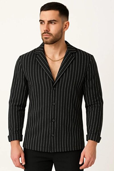 Men's Striped ZR Crepe Long Sleeve Shirt