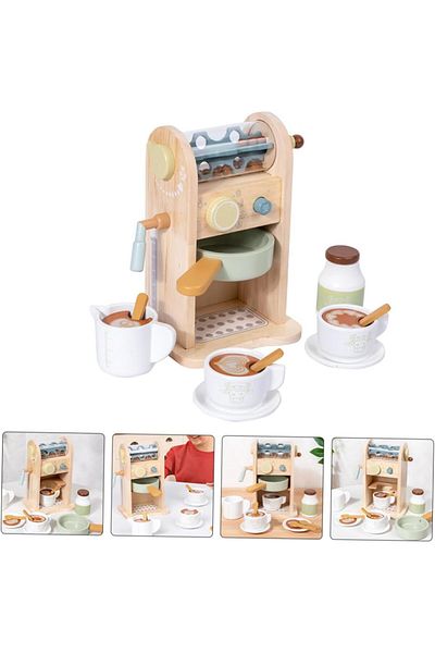OEM Wooden toy coffee maker for children and accessories