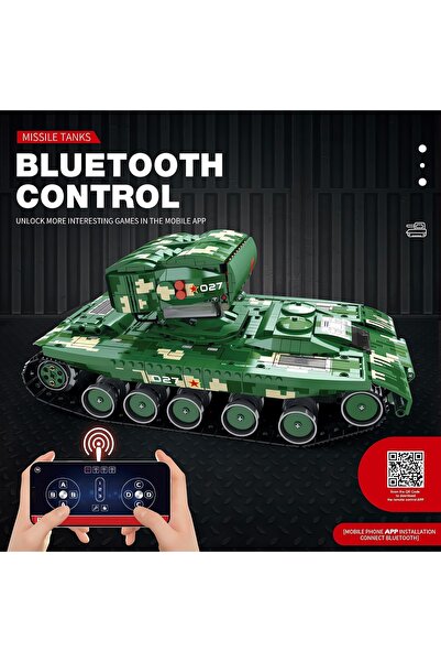 REOBRIX Canon Battle Tank Rc Kontrollü, Teknik Blok Yapı Kiti (1488 PARÇA)