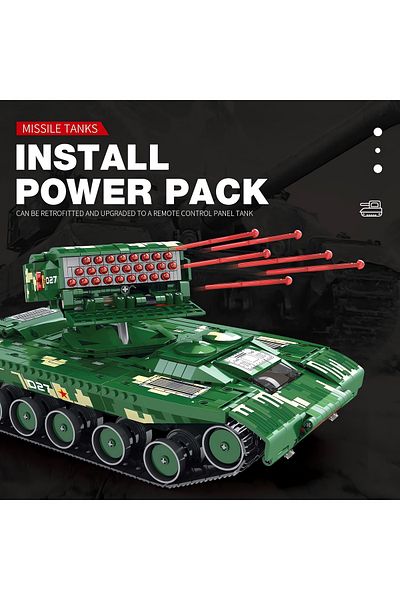 REOBRIX Canon Battle Tank Rc Controlled, Technical Block Building Kit (1488 Parts)