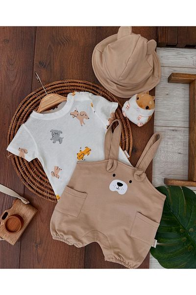 bebicix Safari Hat with Ear Detail on the Shoulder Body Badi Salopet Summer Men's Suit