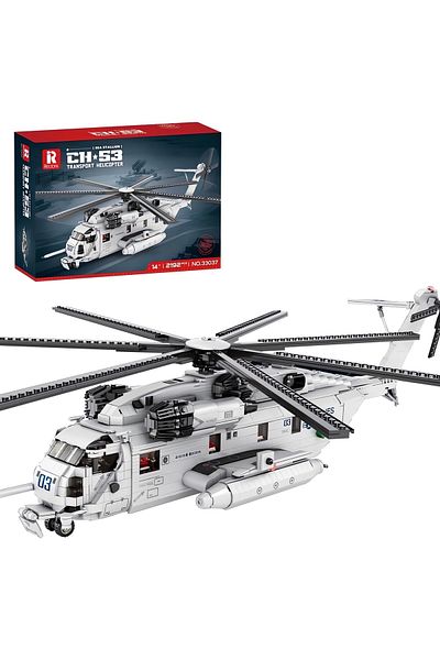 REOBRIX Ch-53E Helicopter, Technical Block Building Kit (2248 Parts)
