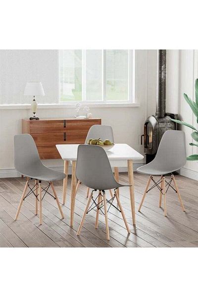 Taimi Pack of 4 Modern Style Plastic Dining Chair Mid Century Modern DSW Chair, Shell Lounge ,Gray