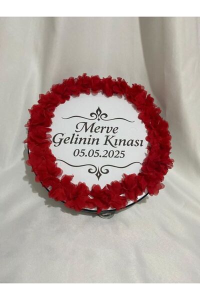 ARHEDİYELİK Gelin Tefi 30cm,Özel TasarımTef–Lazer Güllü, İsim ve Tarih Yazılı...