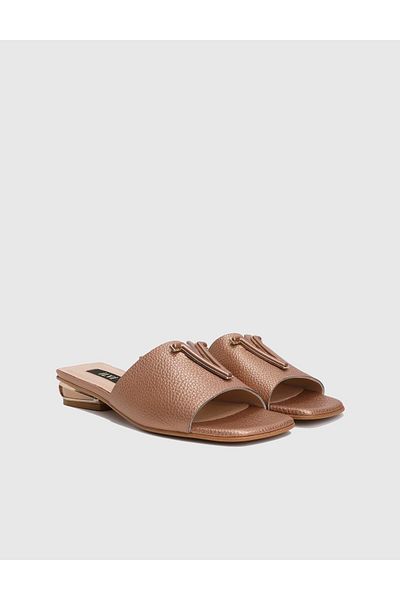 İLVİ Egeria Floter Leather Bronze Women's Slippers