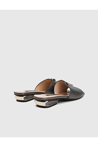 İLVİ Egeria Floter Deri Gri Kadın Terlik