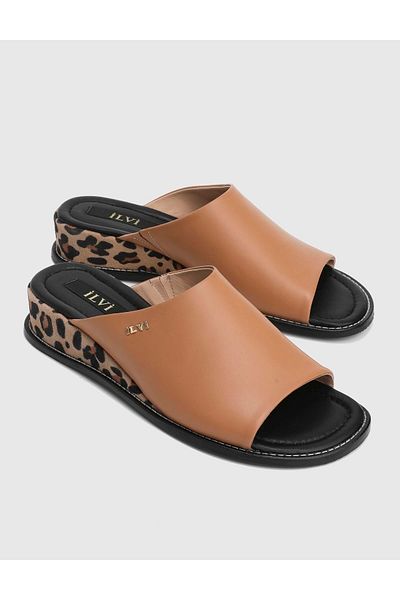 İLVİ Effie Genuine Leather Mink Women's Heeled Slippers