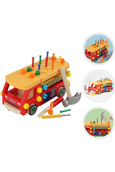sallma Multifunctional toy car with hammer, plastic nails and screws, Montessori, wooden