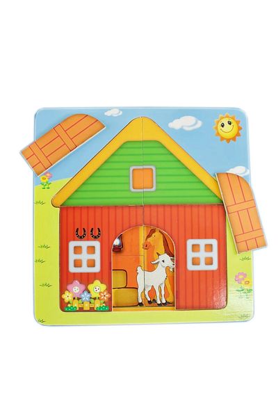 OEM Wooden Overlapping Puzzle Game, Farms with Animals, Montessori