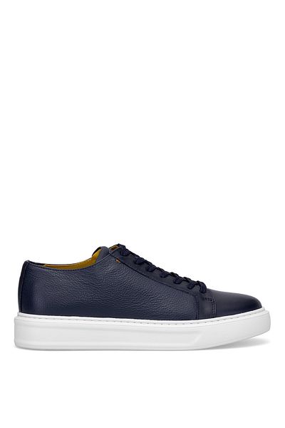 MARCOMEN 152-17494 Men's Genuine Leather Classic Sneaker Navy Blue