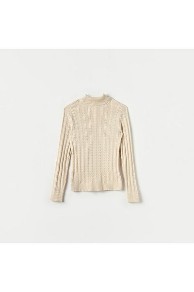 Juniors Textured Turtleneck Sweater With Long Sleeves