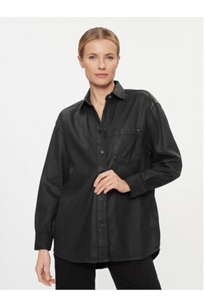 Pepe Jeans Cămașă din denim pentru femei PL304729 Negru