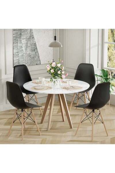 Taimi Pack of 2 Modern Style Plastic Dining Chair Mid Century Modern DSW Chair, Shell Lounge ,Black