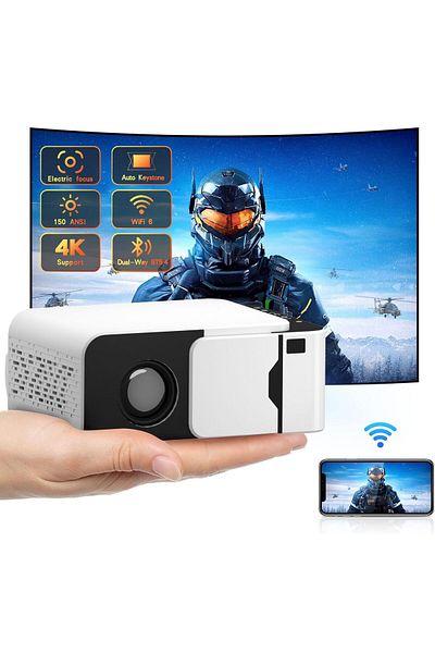 ATOUR ATOUR Portable Projector with HD and Built-in Sound Supports HDMI, USB, Bluetooth and Wi-Fi