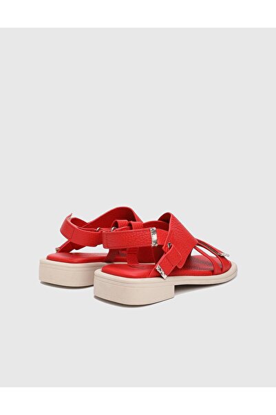İLVİ Carcee Genuine Floater Leather Red Women's Sandals