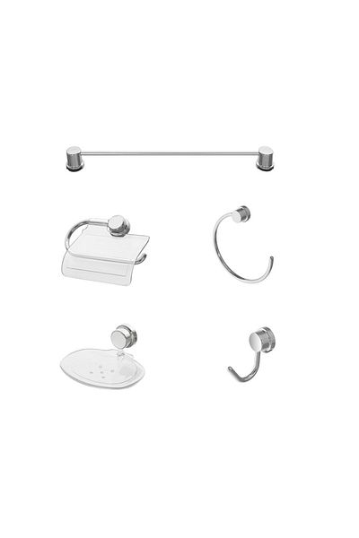 Feridras Set of 5 Feridras Key B bathroom accessories, chromed metal and ABS