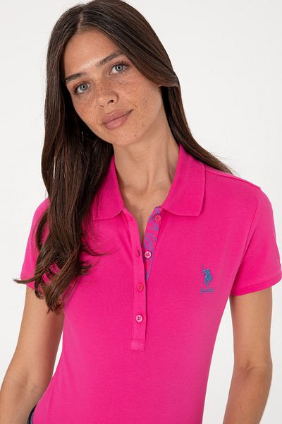 U.S. Polo Assn. Women's Pink Basic Polo Neck T-Shirt 50300896-Vr218