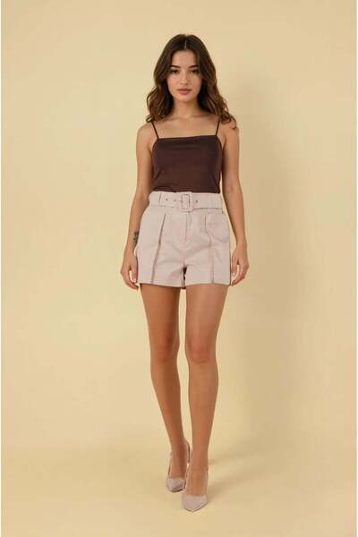 FABB Bej Büyük Cepli Köprü Kemerli Şort