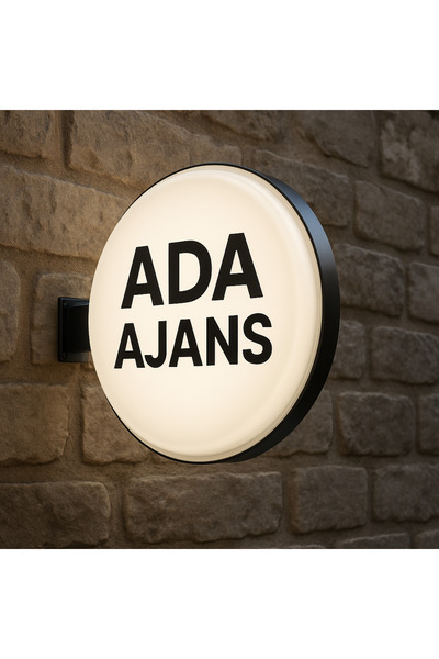 shop 60 cm Çift Yüzlü Vakumlu Işıklı Duvar Tabela | Beyaz Zemin LED Aydınlatmalı