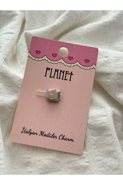 Planet Butik Italian Charm with Pink Rabbit Card