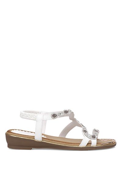 Guja 25Y122-5 Women's Stone Wedge Heel Sandals White