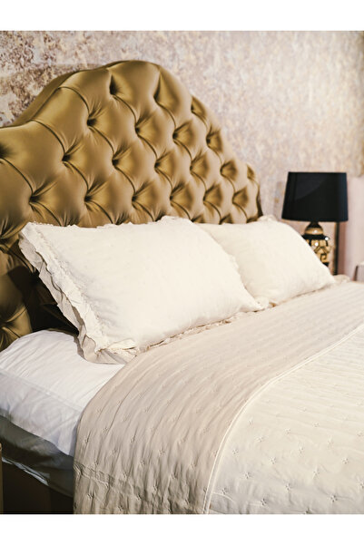 Dainty Home -lara- Bej Renk Fırfırlı Tek Kişilik yatak örtüsü Takımı