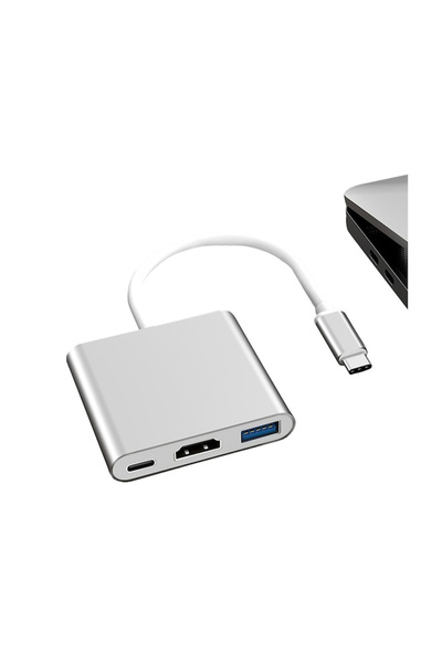 varioshop Adaptor Multiport 3 in 1 VarioShop®, USB-C, USB 3.1, HDMI 4K, Plug&Play, 10 Gbps, Hub pentru Laptop