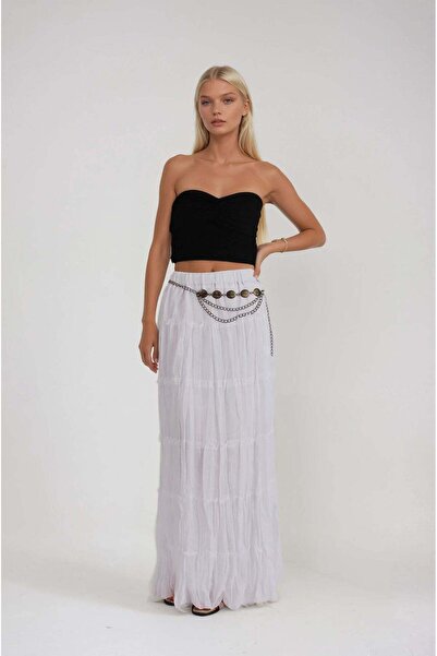 FABB Fusta albă cu talie elastică