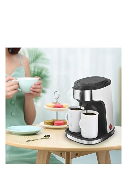 Denx DX3413 450W Drip Coffee Maker, Permanent Filter, 2 Porcelain Cups