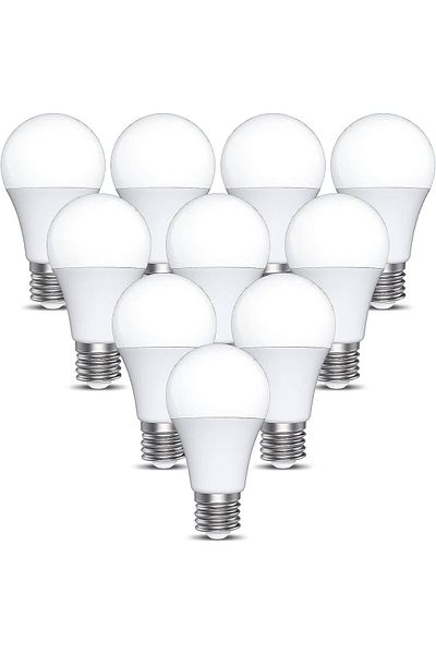 Generic 10 مصابيح في الصندوق لمبة إضاءة LED بقوة 12 وات، ضوء النهار 6500 كلفن (أبيض)، غير قابلة للتعتيم، قاعدة E27، ضمان لمدة عام واحد